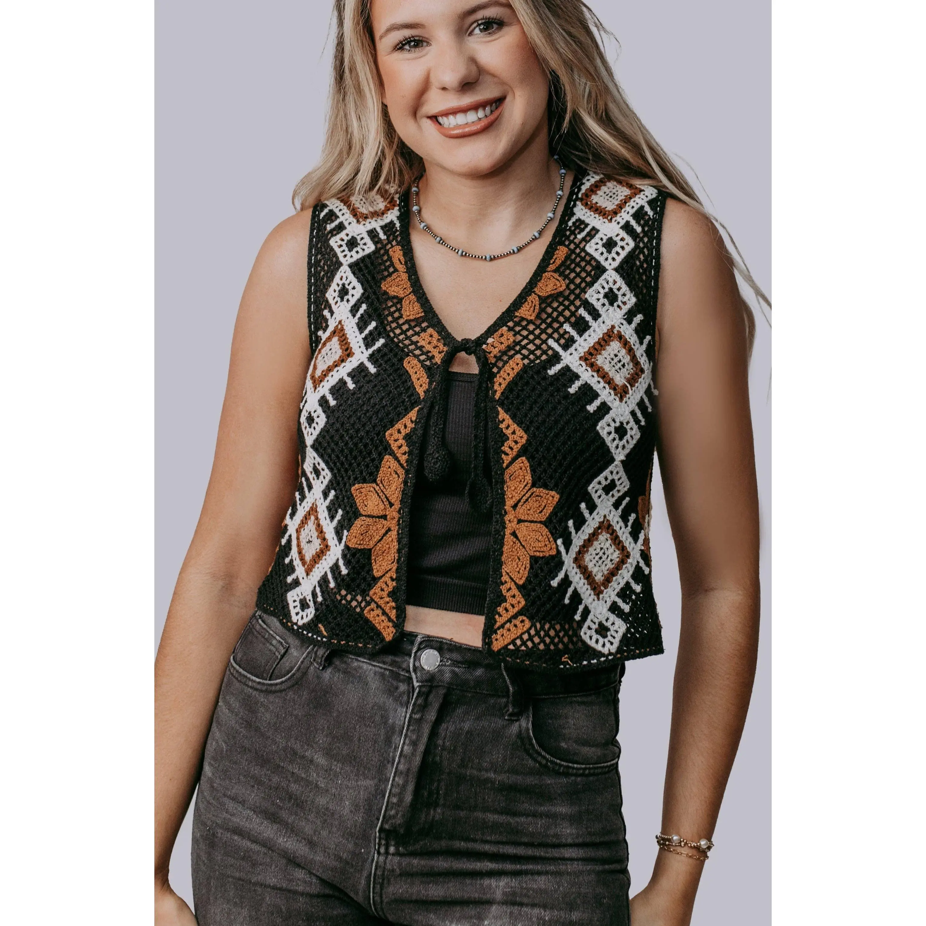 Boho Western Crochet Vest – Festival Ready Layer with Southwestern Flair