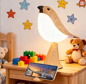 Bird-shaped USB rechargeable desk lamp with diffuser, in-line variable night light, plastic, with inductive control, for indoor and outdoor use, no batteries required window  lights
