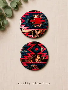 Aztec Print Ceramic Car Coaster Set