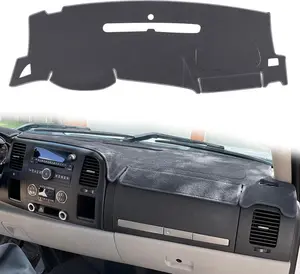 Dashboard Cover for  Sierra and Chevrolet Silverado- Fits 2007-2013 Models with Two Glove Boxes. Custom Fit Dash Mat, Won't Break Dash Sensors( Carpet, Gray)