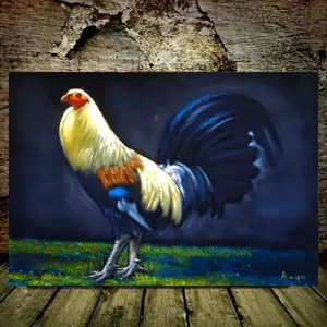 Vibrant Rooster Canvas Wall Art - Waterproof High-Quality Artistic Print, Wooden Frame Modern Farmhouse Decor Suitable for Living Room, Bedroom, and Hotel - Colorful Detailed Rooster Illustration, Rooster Decoration, Textured Painting