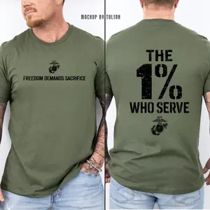 The 1% Who Serve USMC Men’s T-Shirt, US Marine Corps Military Apparel, Semper Fi Veteran Gift Shirt, Patriotic Marines Graphic Top, Soft Print Military Pride Tee, Honor Courage Commitment Clothing, Durable Unisex Armed Forces Shirt