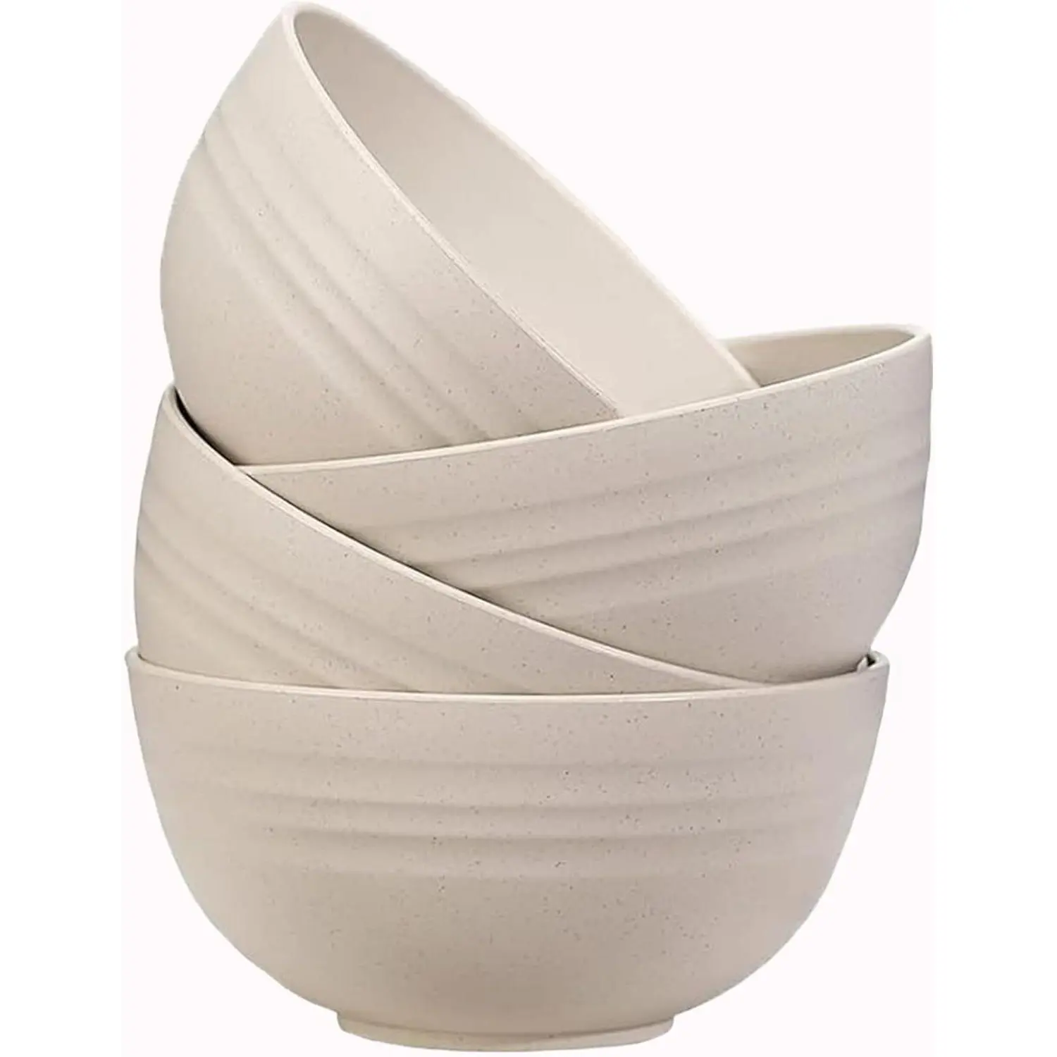 Unbreakable Wheat Straw Cereal Bowls Set of 4, 24 OZ Microwave and Dishwasher Safe Lightweight Soup and Salad Bowl Sets,  Dessert Bowls for Rice, Pasta, Snack, Fruit,  (Beige)