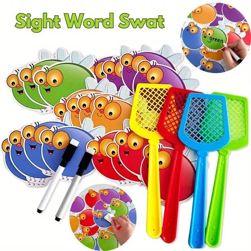 Sight Word Swat Game, 1 Set Reusable Card Games, Visual Stimulation Cards, Activity Cards, Phonics Activities, Educational Games, Preschool Learning Tool, Sight Word Exercises, Brain Teasers for Preschool, Gift for Halloween, Thanksgiving, Christmas