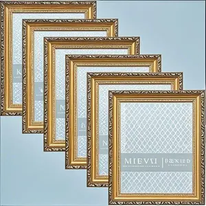 Vintage Gold Photo Frames Bulk Set - 6PCS Ornate Wall Hanging and Tabletop Display Frames - 8x10 Picture Frames for Posters and Artwork - Elegant Decorative Frames for Home and Office - Reusable Durable Frames for Multiple Uses Glass Traditional Mdf Pack