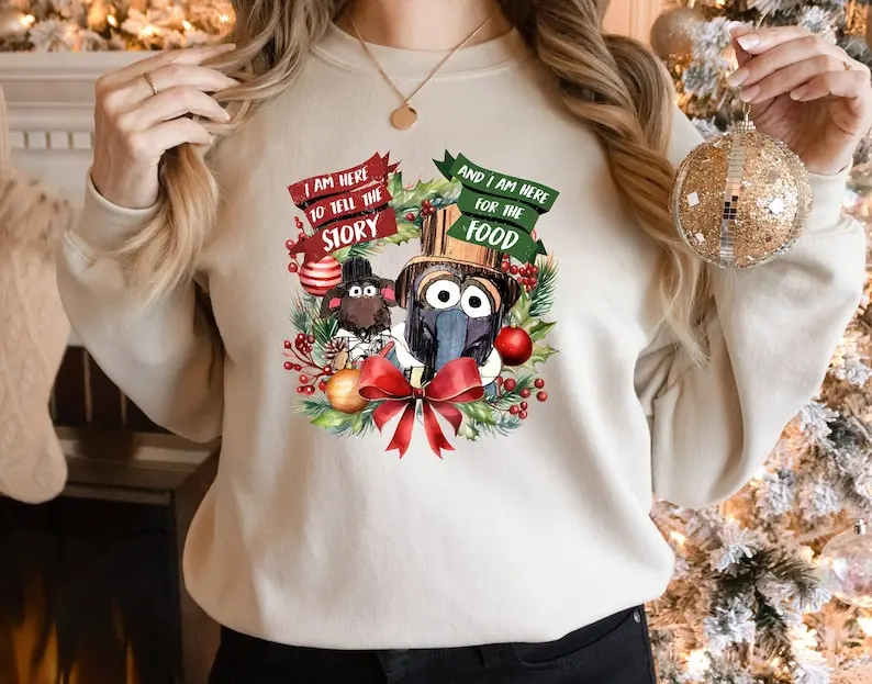 Gonzo Rizzo The Muppet Christmas Sweatshirt, I'm Here For The Food Story Sweater, Christmas Muppet Show Shirt, Christmas Gifts, Xmas Tee Cotton Polyester Unisex