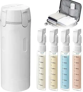 4-in-1 Leakproof Refillable Travel Dispenser Bottle Pack, Portable Press-Pump Plastic Container for Cosmetic Shampoo Lotion Storage, Compact Lightweight Home Organizer