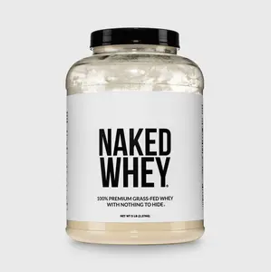 Naked Whey Unflavored - 100% Premium Grass Fed Whey Protein Powder - 5LB Grass-Fed, Non-GMO, No Additives, 25g Protein, 5.9g BCAAs - Only 1 Ingredients