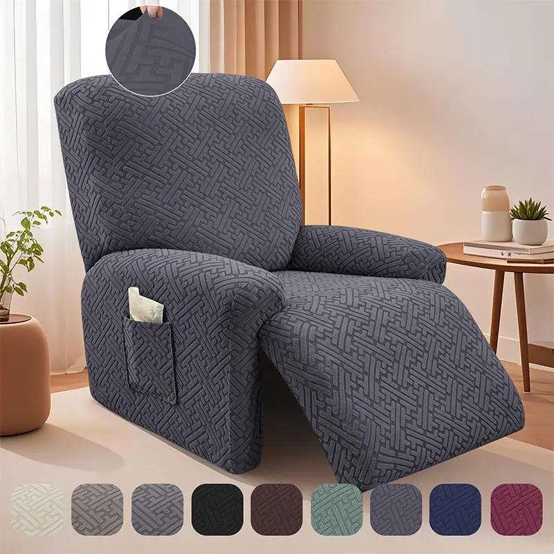 Elastic Furniture Protector Soft Sofa Protector - 1/2/3 Seater Waterproof Stretch Non-Slip Recliner Sofa Cover, Armchair Couch Slipcover With Side Pocket For Living Room, Home Decor