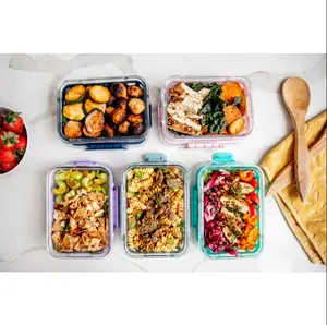 Glass 3.4 Cup 27 Ounce Food Storage Meal Prep Container Set, 10 Piece