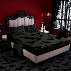 Bats Pattern Sheet Set,Kids Night Bed Sheets Set,Bats Bedding Set for Boys Teens Sheets Soft (1 Flat Sheet+1 Fitted Sheet+1 Pillowcase)