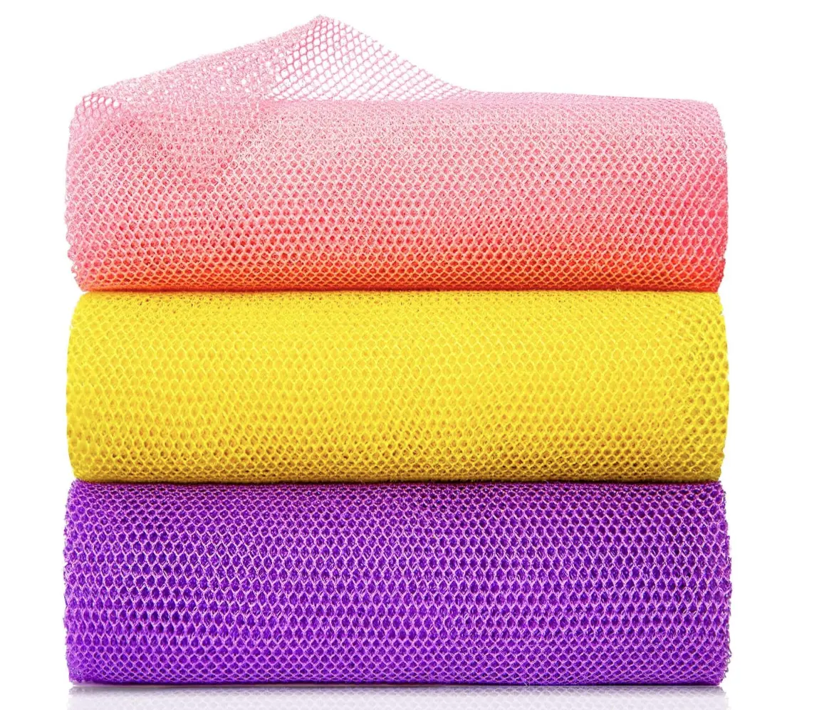 African Bath Net, 31.5-Inch Long Sponge for Shower Cleaning and Dead Skin Removal, Quick-Drying, Gift for Men & Women, Use With Soap, African Net Sponge, Lightweight, Stretchable Mesh, Accessories, Cloth, Full Body, Personal, Premium Nylon, Adult, Bath Sp