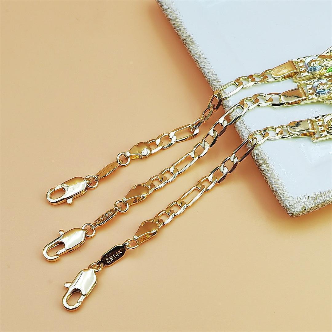 14K Gold Plated 2-Tone St. Jude San Judas Tadeo Esclava Bracelet, Waterproof Stainless Steel Non-Tarnish Vintage Catholic Protection Medal Faith Gift for Dad