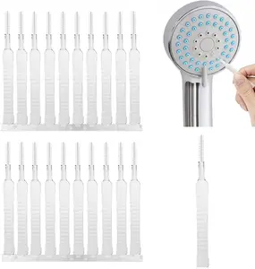 Shower Nozzle Cleaning Brush 20pcs, Anti-Clogging Hole Head Multifunctional Small for Pore Bathroom Home Supplies Nylon Bristle Cleaner White