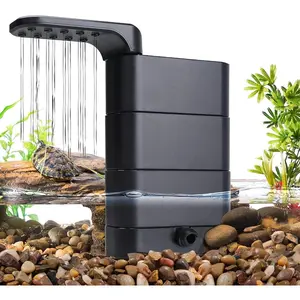 150GPH Turtle Filter with 2 Sponges & Bio Ball, 3-in-1 Water Circulation Draining Bio Filtration Amphibian Tank Filter 5 to 50 Gallon for Reptile Frog