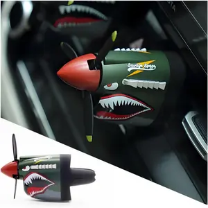 P-40 Fighter Plane Car Vent Decor,Creative Air Vent Clips Fit for Horizontal/Vertical Air Vents,P-40 Warhawk Car Airs Freshener with Rotating Propeller As Cool Gifts for Men