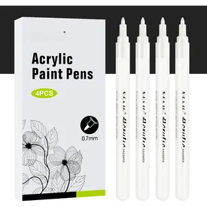 White  Markers Pens - 4 Pack 0.7MM Fine Tip  White Permanent Markers for Adding Highlights  Rocks, Black Paper Sketching, DIY Canvas Art Details