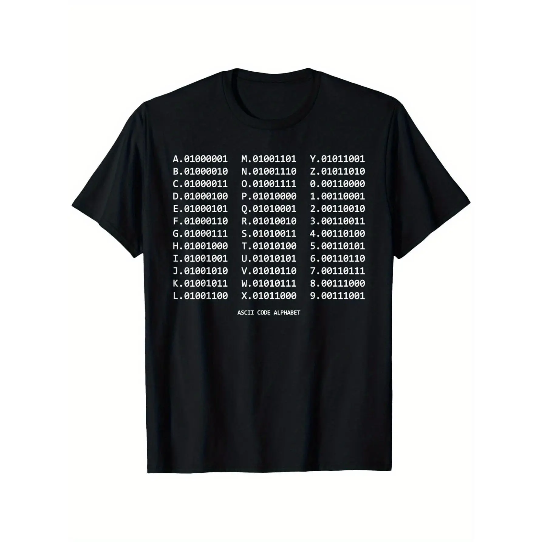 [100% Cotton] 100% Cotton Men's & Women's Binary Code T-Shirt - Computer Programming Design with Binary Alphabet, Numbers, 0s & 1s - 100% Cotton Loose Fit Round Neck Tee Suitable for Coders, Tech Events & Daily Wear - Machine Washable Casual Programming