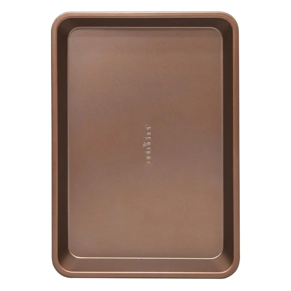 NutriChef Golden Wide Rectangular Nonstick Baking Pan - Heavy-Duty Single Pan Bakeware, Carbon Steel Kitchen Oven Tray, Heat-Resistant up to 446°F, Dishwasher & Freezer Safe, Ideal for Home Baking, Anti Stick Baking Sheets