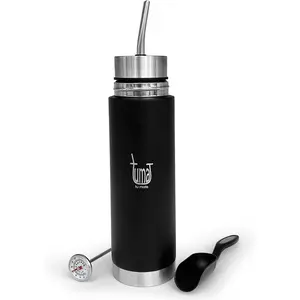 Mate Listo Automate – Auto Mate Insulated Bottle with Spout |   Fluvion SelfServing System for Yerba Mate |   Two gifts |   16.9 fl oz Stainless Steel |   Argentinian Mate Automatic Kit