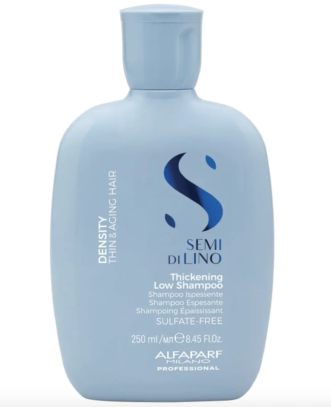 Alfaparf Milano Semi di Lino Density Thickening Shampoo for Thin & Aging Hair, Vegan and Sulfate-Free Volumizing Formula for Glossy Hair and Added Body, 8.45 fl oz, Voluminous Hair