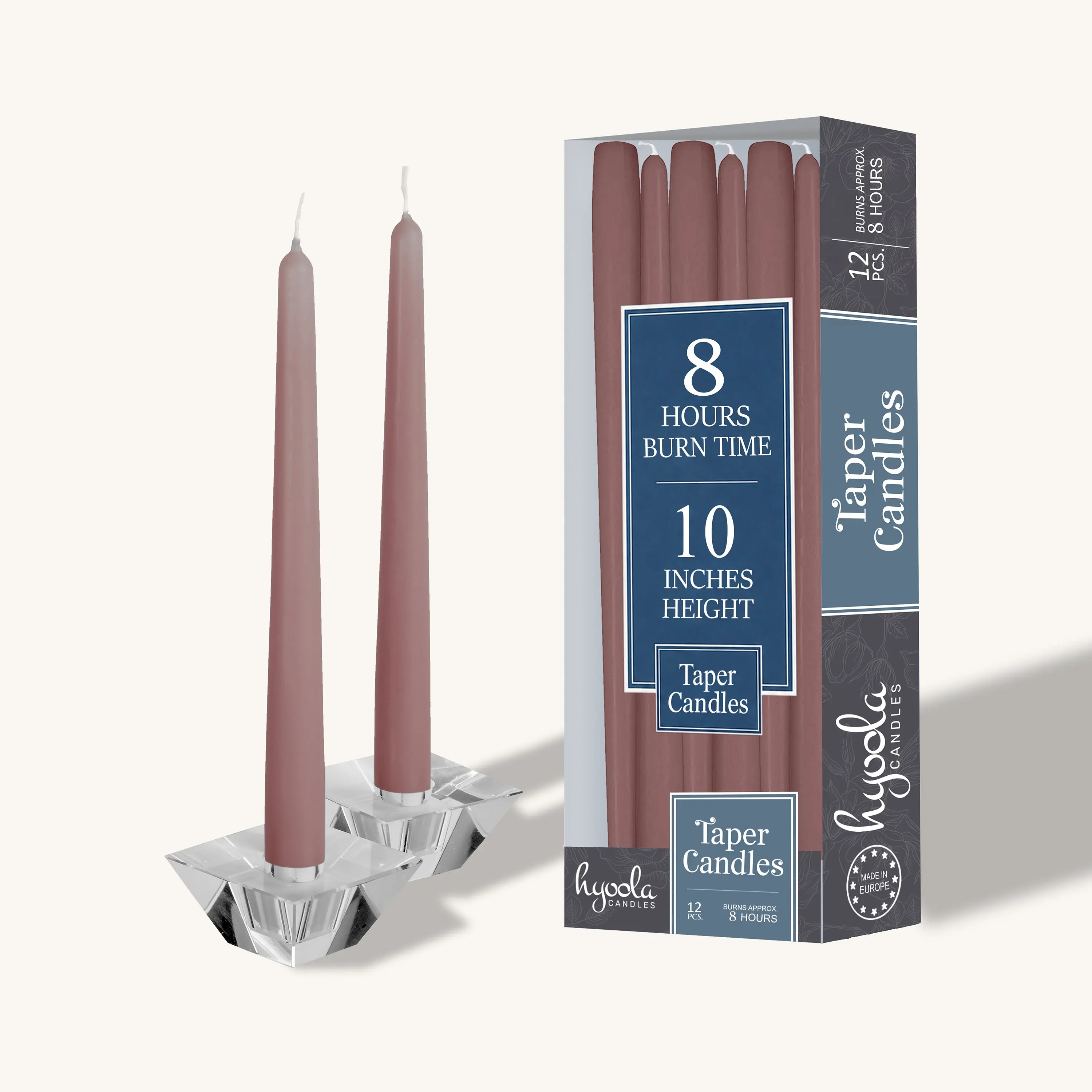 Lavender Taper Candles - 10 Inch - 12 Pack