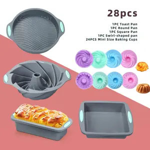 TO ENCOUNTER 28/41pcs Non-stick Silicone Molds Cake Pans Round Square Toast-shaped Pan Baking Cups Ideal for Daily Home Use Holidays Bakeware Set