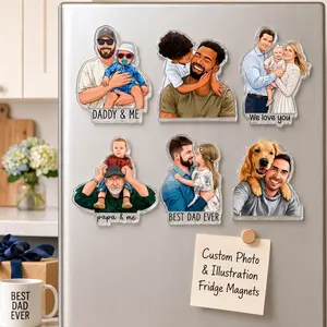 Personalized Portrait From Photo Dad And Kids Magnet: Custom Dad Photo Magnet | Fathers Day Gift For Dad, Personalized Gift for Dad from Kids, Perfect Present for Dad, Papa, Daddy, Grandpa, Father’s Day Gift