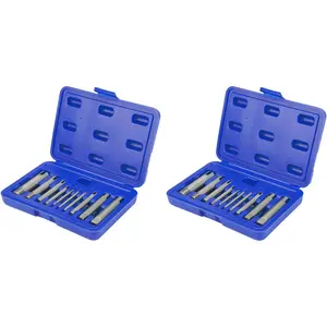 Tap Extractor Set, 2 Set High Speed Broken Head Taps Remover Stripped Screw Tap Extractor Set with Box Industrial Screw Bolt Removal Home Repair Work