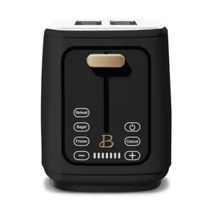 Drew Barrymore Black Sesame 2-Slice Toaster with Touch-Activated Display, Household Kitchen Appliance