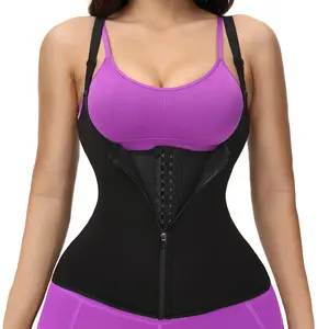 Women's 2-in-1 Corset Zipper Vest Top, Tummy Control Waist Trainer with Elasticity for Workout and Fitness Training