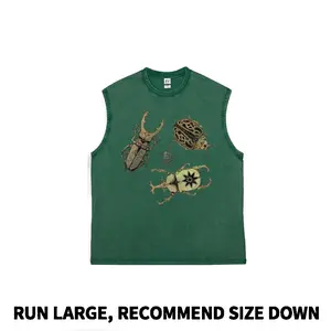 Vintage Beetle Bug Collection Stag Beetle Ladybug Insect Graphic Nature Lover Retro Art Oversized Loose Fit Washed Cotton Blend Breathable Soft Tank Top and Short Sleeve T-shirt Unisex S-5XL Summer Streetwear Y2K Harajuku Trendy Top