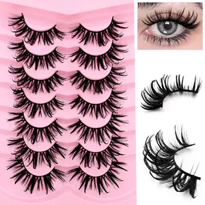 7 Pairs Wet Anime Cosplay False Eyelashes, Fluffy Dense Curled Fake Lashes, Perfect for Comic Con & Costume Parties, Makeup