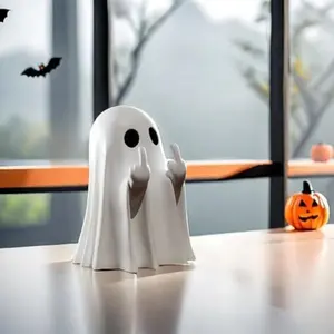 Cute Halloween Ghost Statue, Home Desk Decoration, Adorable Finger Ghost Sculpture, Perfect Gift Idea, Spooky Decor for Halloween Party