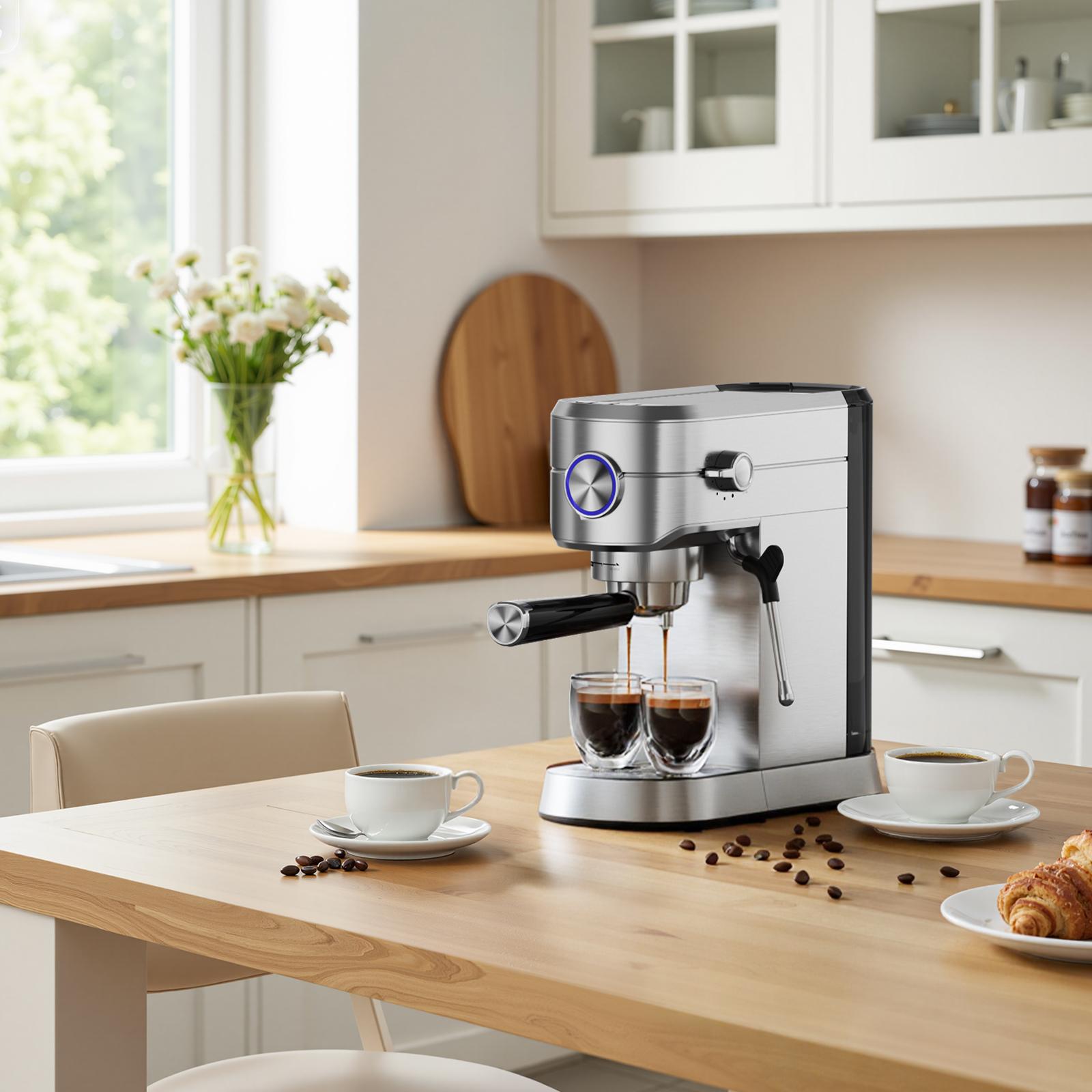 COWSAR 20 Bar Espresso Machine, Professional Espresso Maker with Milk Frother Steam Wand, Compact Stainless Steel Coffee Machine with 40.5oz Removable Water Tank for Cappuccino, Latte