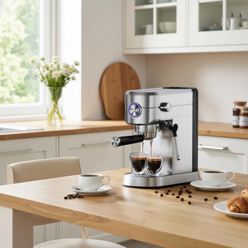 COWSAR 20 Bar Espresso Machine, Professional Espresso Maker with Milk Frother Steam Wand, Compact Stainless Steel Coffee Machine with 40.5oz Removable Water Tank for Cappuccino, Latte