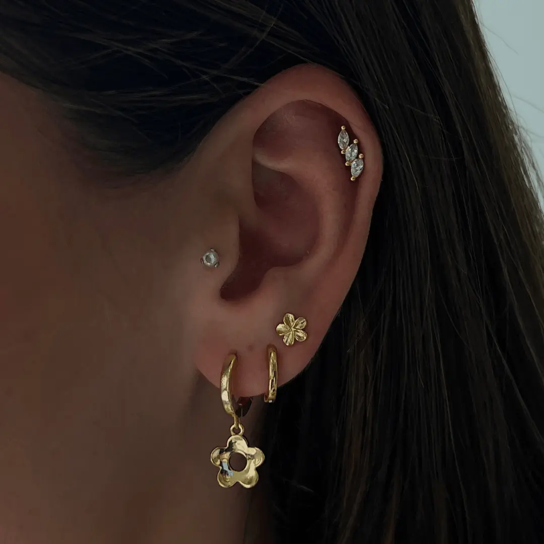 EVRY JEWELS Gold or Silver Plated Women's Hibiscus Earrings