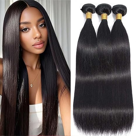 Human Hair Bundles Straight Bundles Human Hair 16 18 20 Inch Bundles Hair No Tangle No Shedding Double Weft 3 Unprocessed Burmese Bundles Human Hair Extensions Natural Color