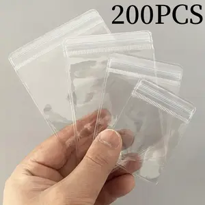 200pcs Clear Plastic Jewelry Bags - Self-Sealing, Reusable PVC Pouches in 4 Sizes for Rings, Earrings, Necklaces | Portable & Organizational Storage Solution with Zip Closure, Jewelry Rolls