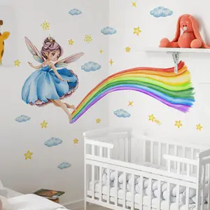 Fairy & Rainbow Pattern Wall Sticker, Self Adhesive Wall Decal, Diy Decal Film, Decorative Sticker Sheets for Home Bedroom Living Room