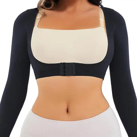 Women's Solid U-shaped Push Up Knitted Shapewear Crop Top, Breathable Comfortable Shaper, Tummy Control Shapewear for Daily Wear