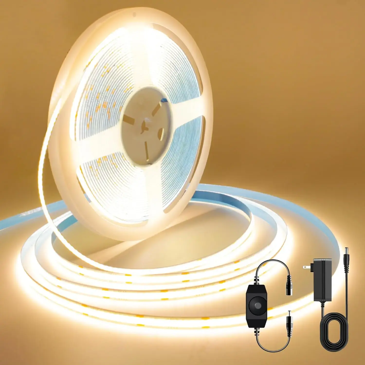 24V Flexible COB LED Strip Lights - 32.8ft Dimmable Warm White 8mm Width High Density CRI92+ LED Tape Lights for Indoor Use, TV, Bedroom Home Decoration