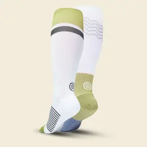 Women's Compression Grip Socks 2-Pack, Mix Green White