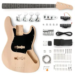 DIY Jazz Bass Style Electric Guitar Kit, Mahogany Body