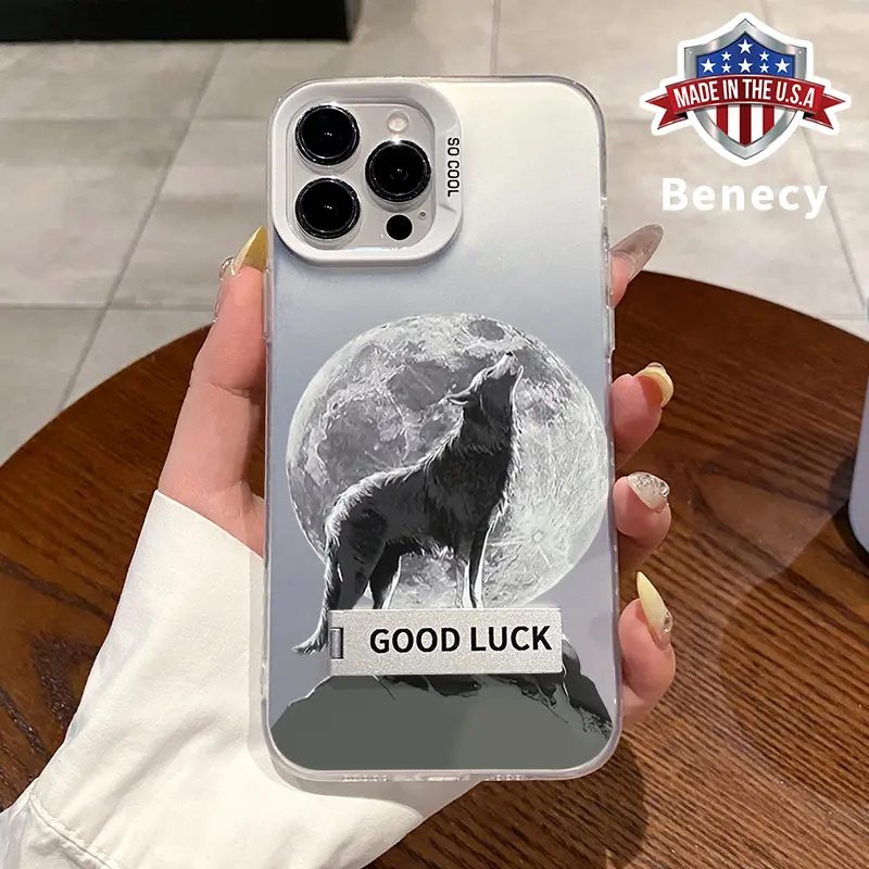 Back Cover Wolf Cell Phone Case Nocturne Of The Wolf Pattern Bracket Case  For IPhone 16 15 14 Pro