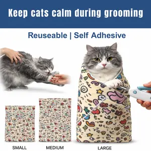 Cat Grooming Wrap for Nail Clipping Cat Blanket Wrap - Cat Wrap in Medium Large XL Size Self Adhesive Anti-Escape Calming Swaddle for Medicine Nail Clipping Teeth Brushing Ear Cleaning