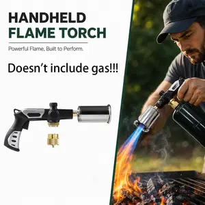 Upgrade Mini Handheld Butane Blow Torch | High Temp Adjustable Windproof Flame Torch Lighter | Multipurpose Portable Torch for BBQ Camping Charcoal Starter Soldering DIY Crafts Pipe Lighting （Doesn't include gas）