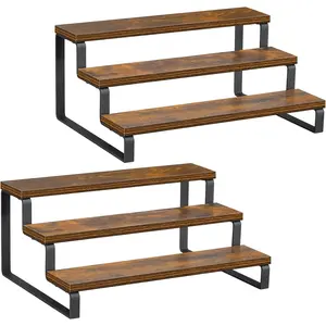 3-Tier  Rack, 13.8 Inch  Countertop  Storage Holder, Kitchen Pantry Cabinet Organizer Cupboard for  Bottles, Jars, Seasonings, Baking Supplies, Metal Frame(Set of 2)