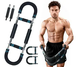 Arm Trainer - Adjustable Resistance 60-100lb for Chest & Arm Workout, Portable Upper Body Strength Training Bar for Home & Gym, Detachable Power Twister Exercise Equipment