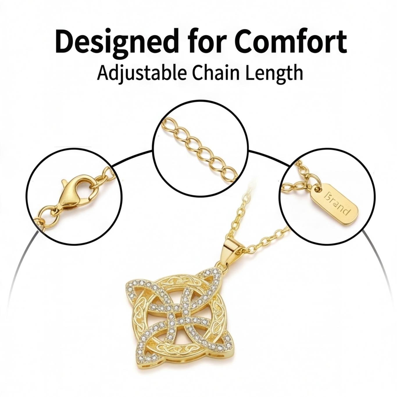 Zircon witch knot necklace goddess Celtic knot pendant necklace four-character god name amulet stainless steel fashion jewelry accessories for women gifts suitable for party daily work